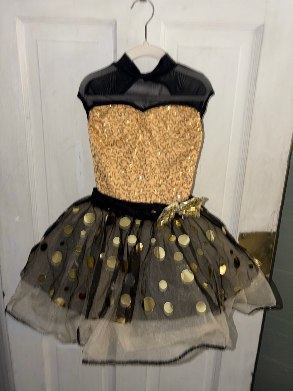 Weissman Black and Gold Sequin Dance Costume Dress